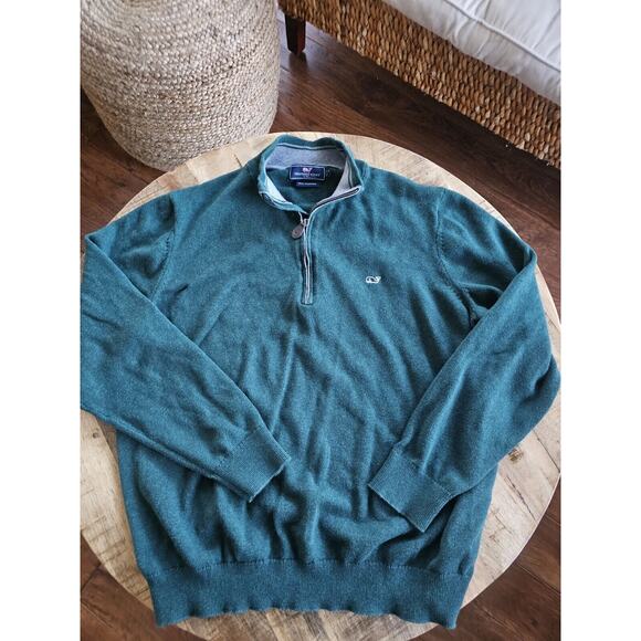 Vineyard Vines Other - Vineyard Vines Sweater Mens Large L Green 1/4 Zip Cashmere Blend  Preppy